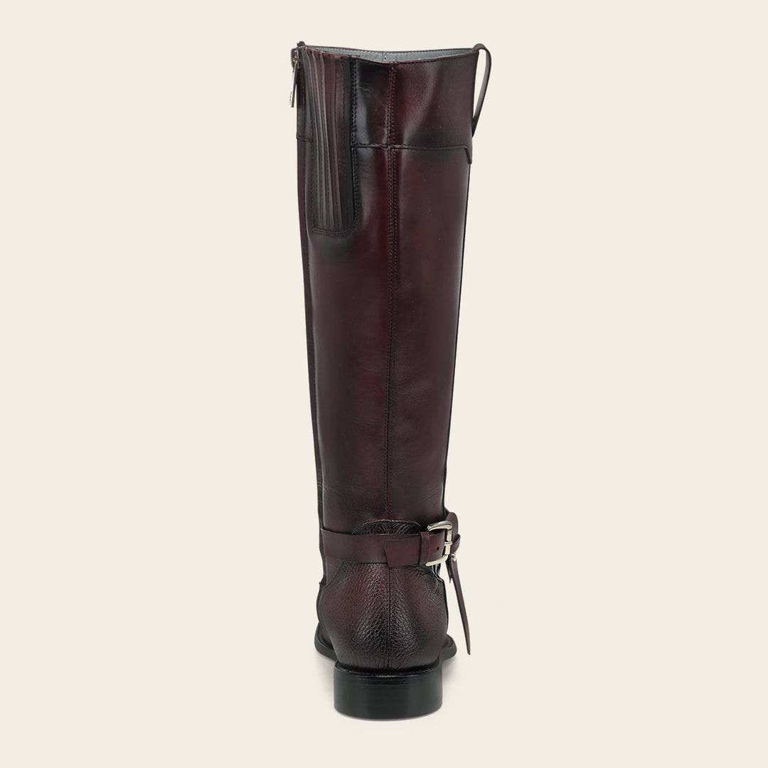 Bota estilo ecuestre en piel genuina de venado para dama