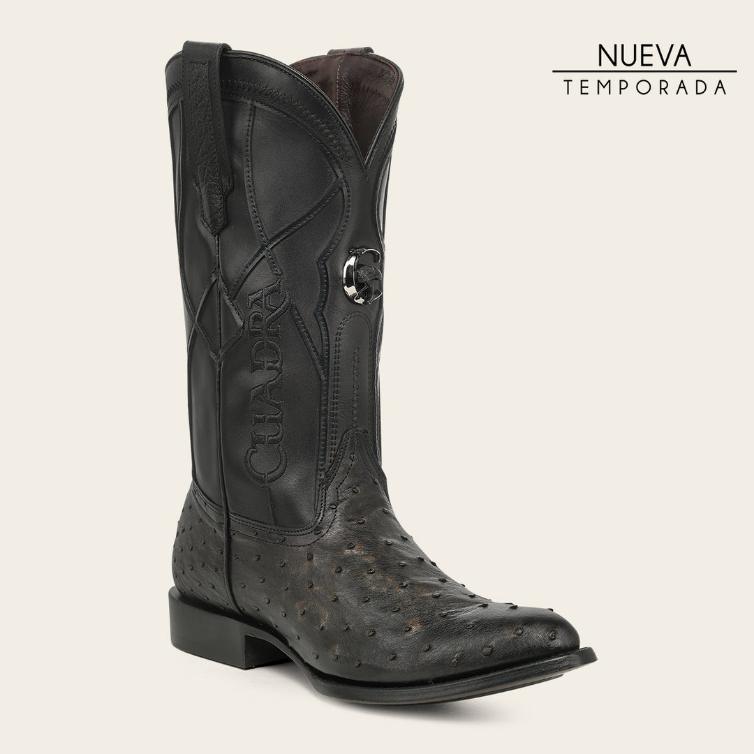 Bota tradicional en piel genuina de avestruz para caballero