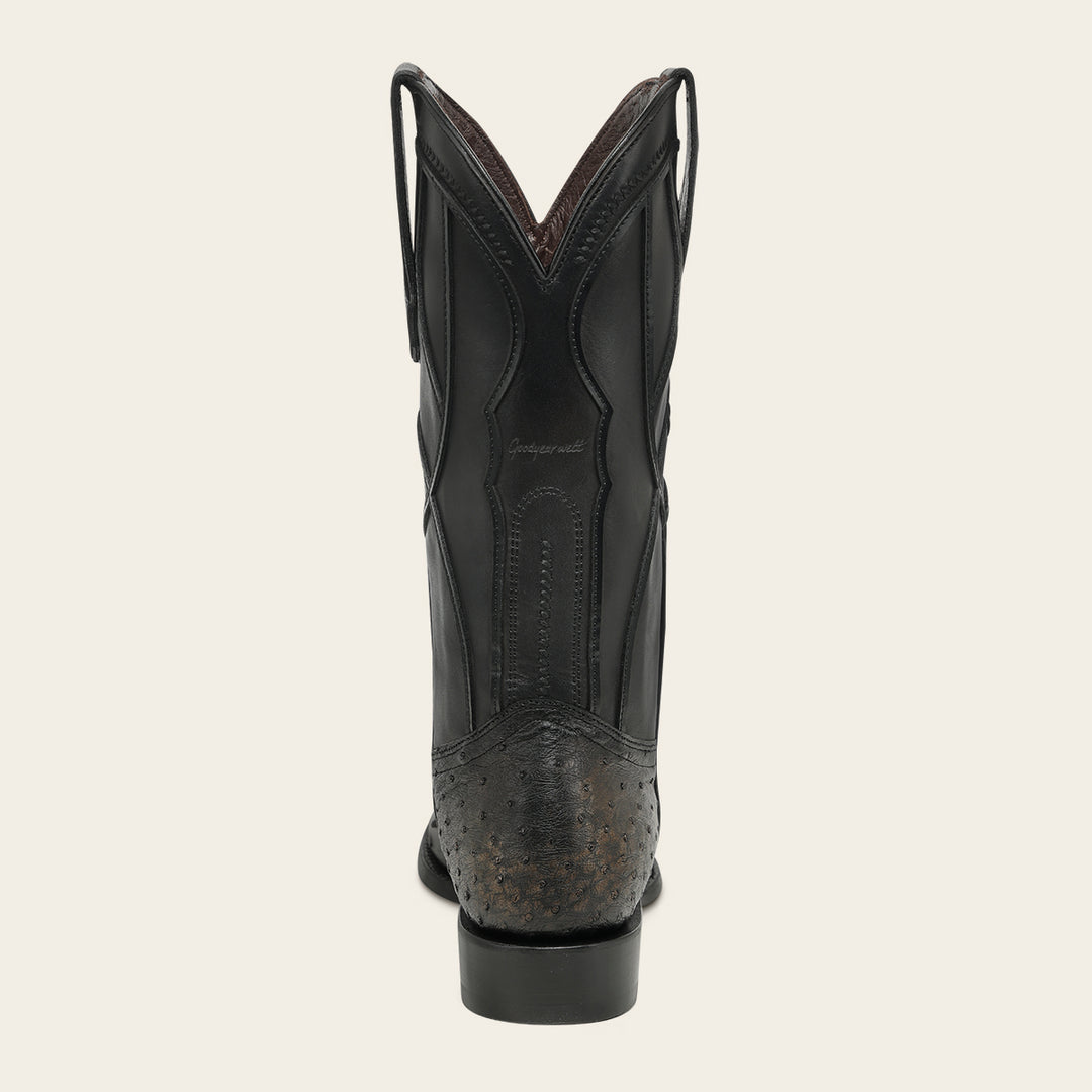 Bota tradicional en piel genuina de avestruz para caballero