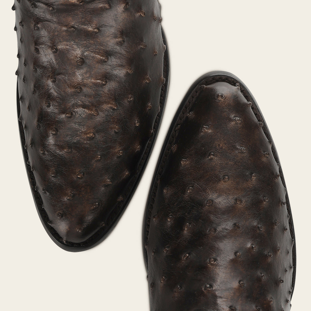Bota tradicional en piel genuina de avestruz para caballero