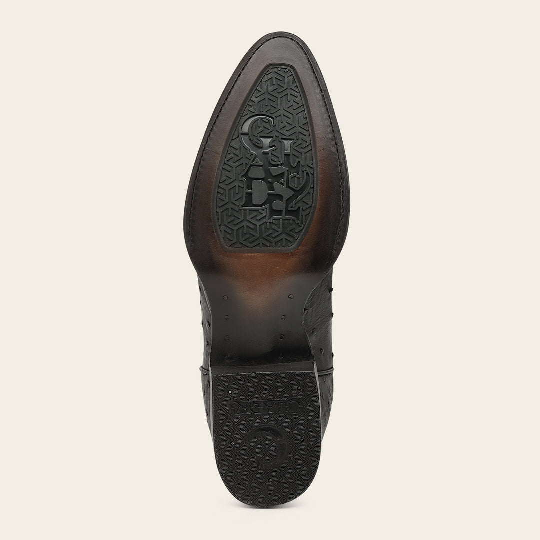 Bota tradicional en piel genuina de avestruz para caballero