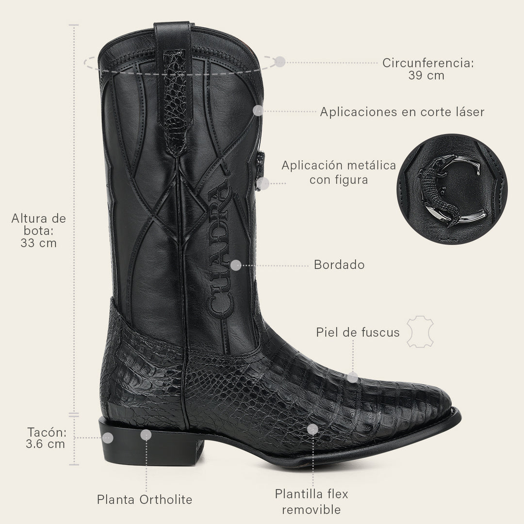 Bota tradicional en piel genuina de fuscus para caballero