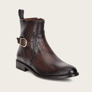 Botín de vestir en piel genuina de pitón para dama Botas y Botines 