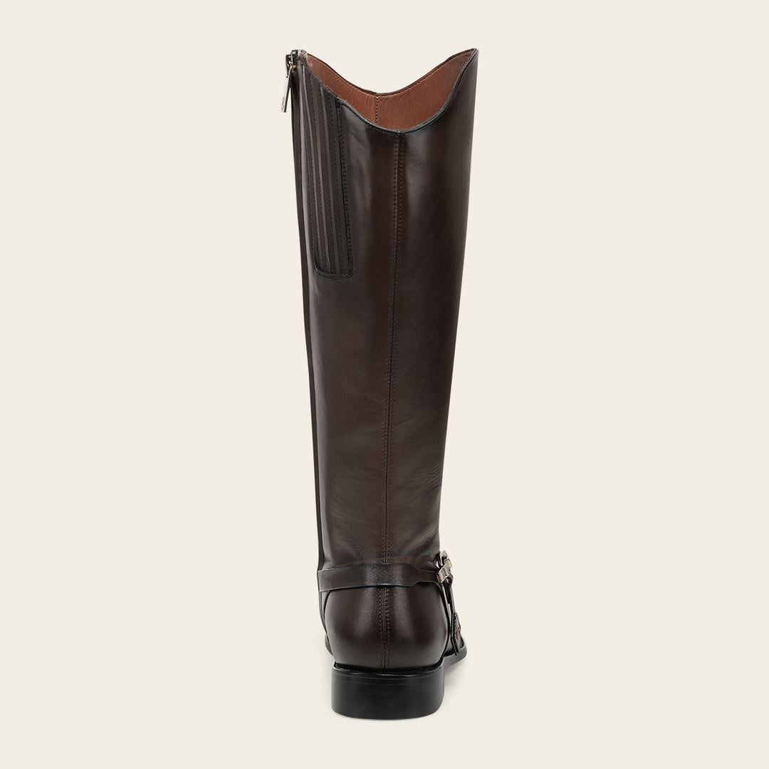 Bota estilo ecuestre en piel genuina de mantarraya para dama