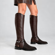 Bota estilo ecuestre en piel genuina de mantarraya para dama
