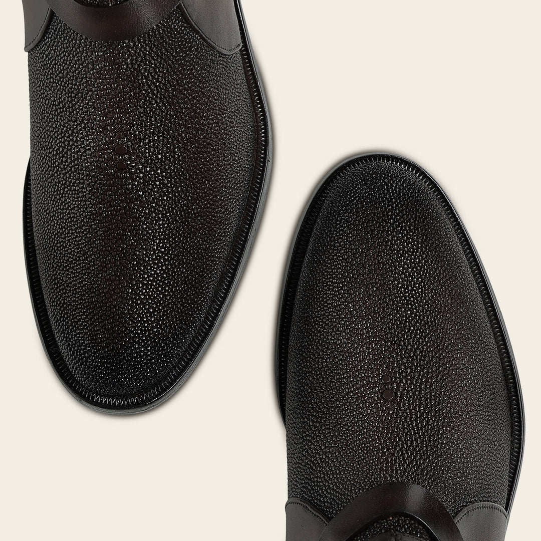 Bota estilo ecuestre en piel genuina de mantarraya para dama