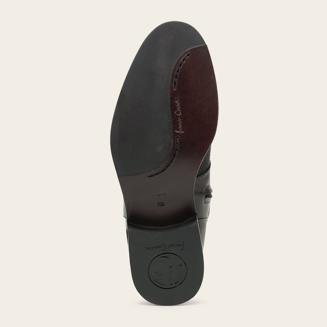 Bota estilo ecuestre en piel genuina de mantarraya para dama