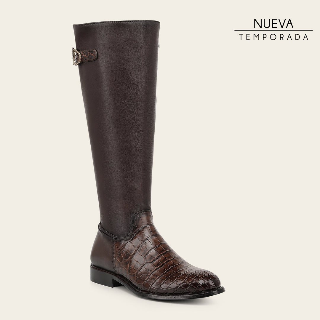 Bota estilo ecuestre en piel genuina de niloticus para dama