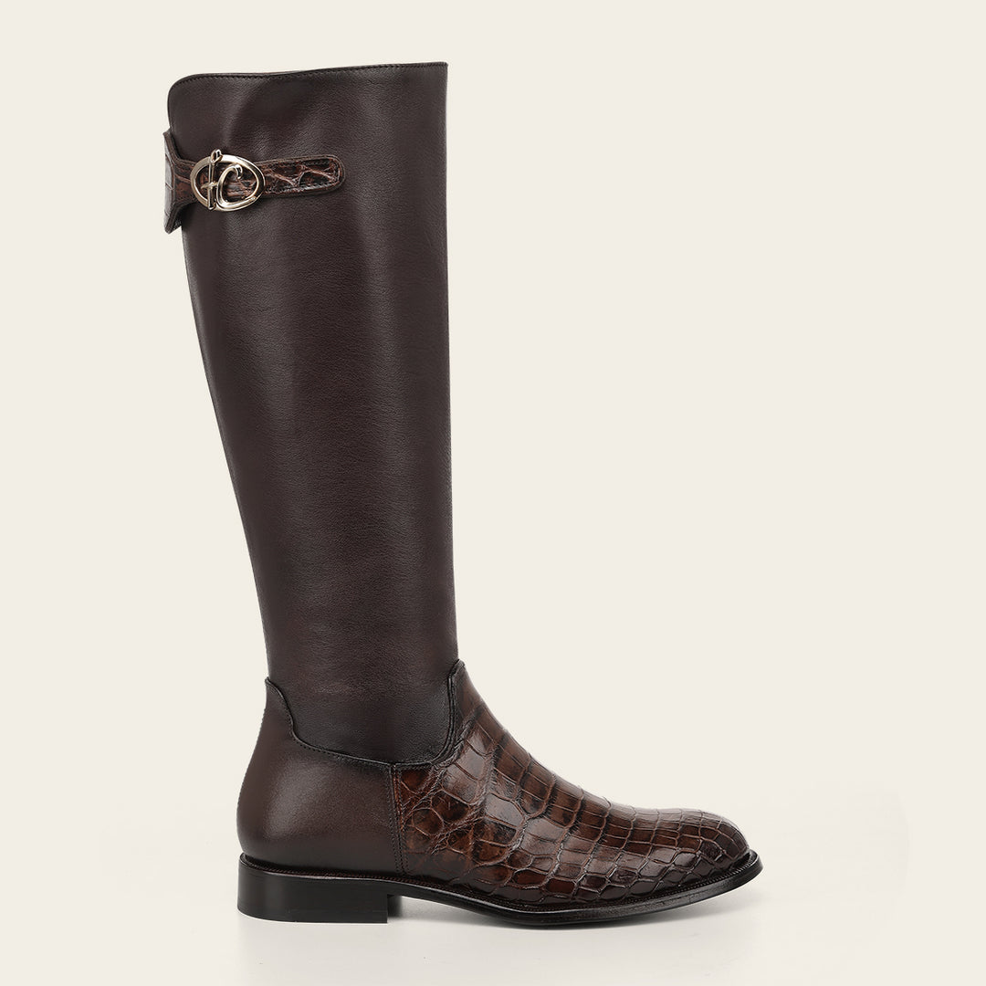 Bota estilo ecuestre en piel genuina de niloticus para dama