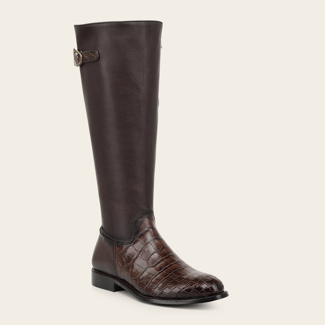 Bota estilo ecuestre en piel genuina de niloticus para dama