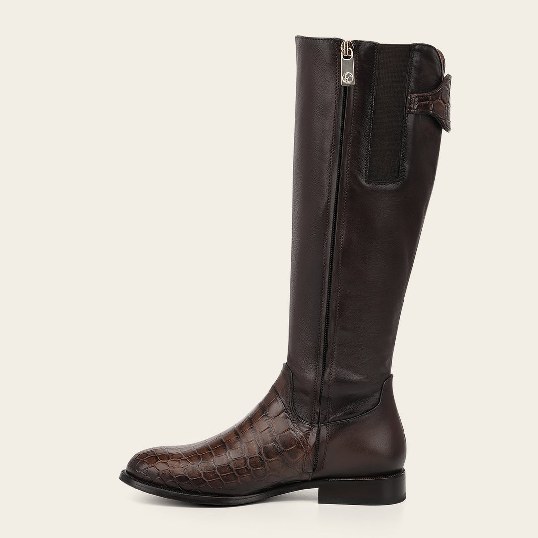 Bota estilo ecuestre en piel genuina de niloticus para dama