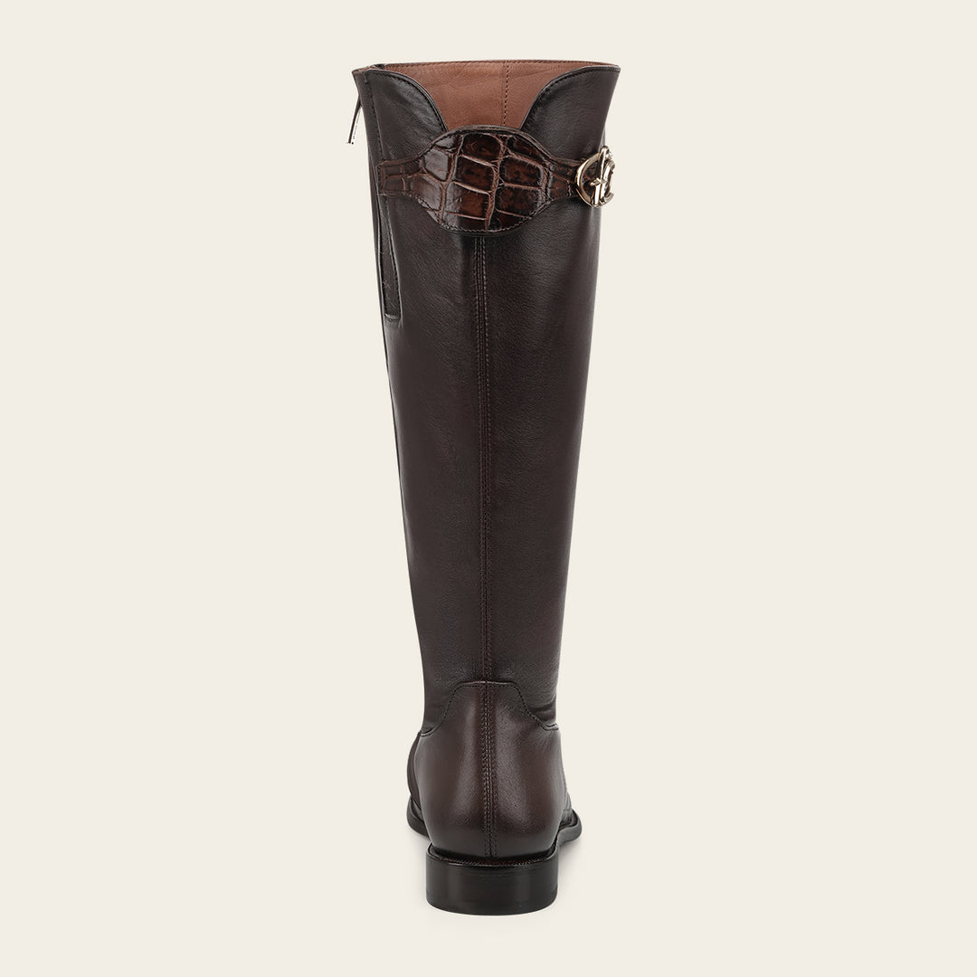 Bota estilo ecuestre en piel genuina de niloticus para dama