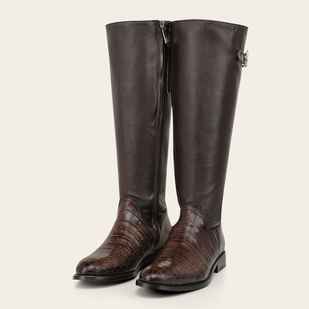 Bota estilo ecuestre en piel genuina de niloticus para dama