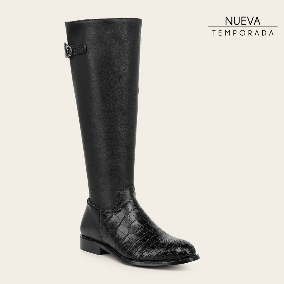 Bota estilo ecuestre en piel genuina de niloticus para dama