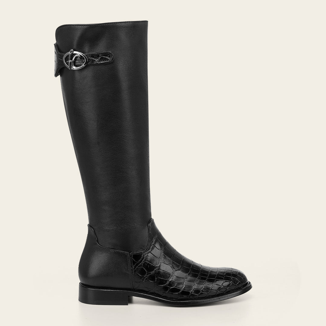 Bota estilo ecuestre en piel genuina de niloticus para dama