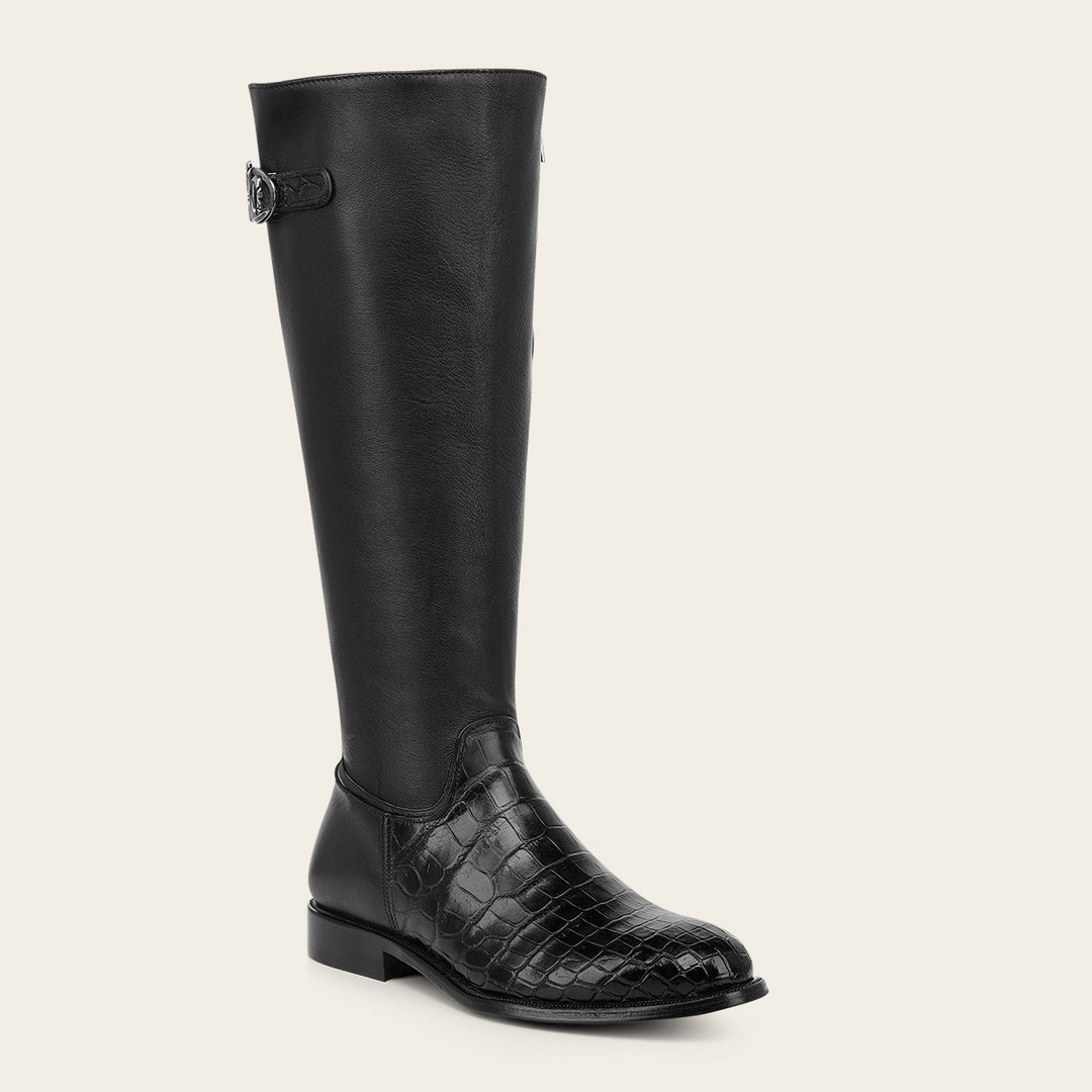Bota estilo ecuestre en piel genuina de niloticus para dama