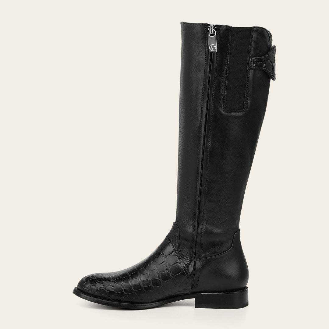 Bota estilo ecuestre en piel genuina de niloticus para dama