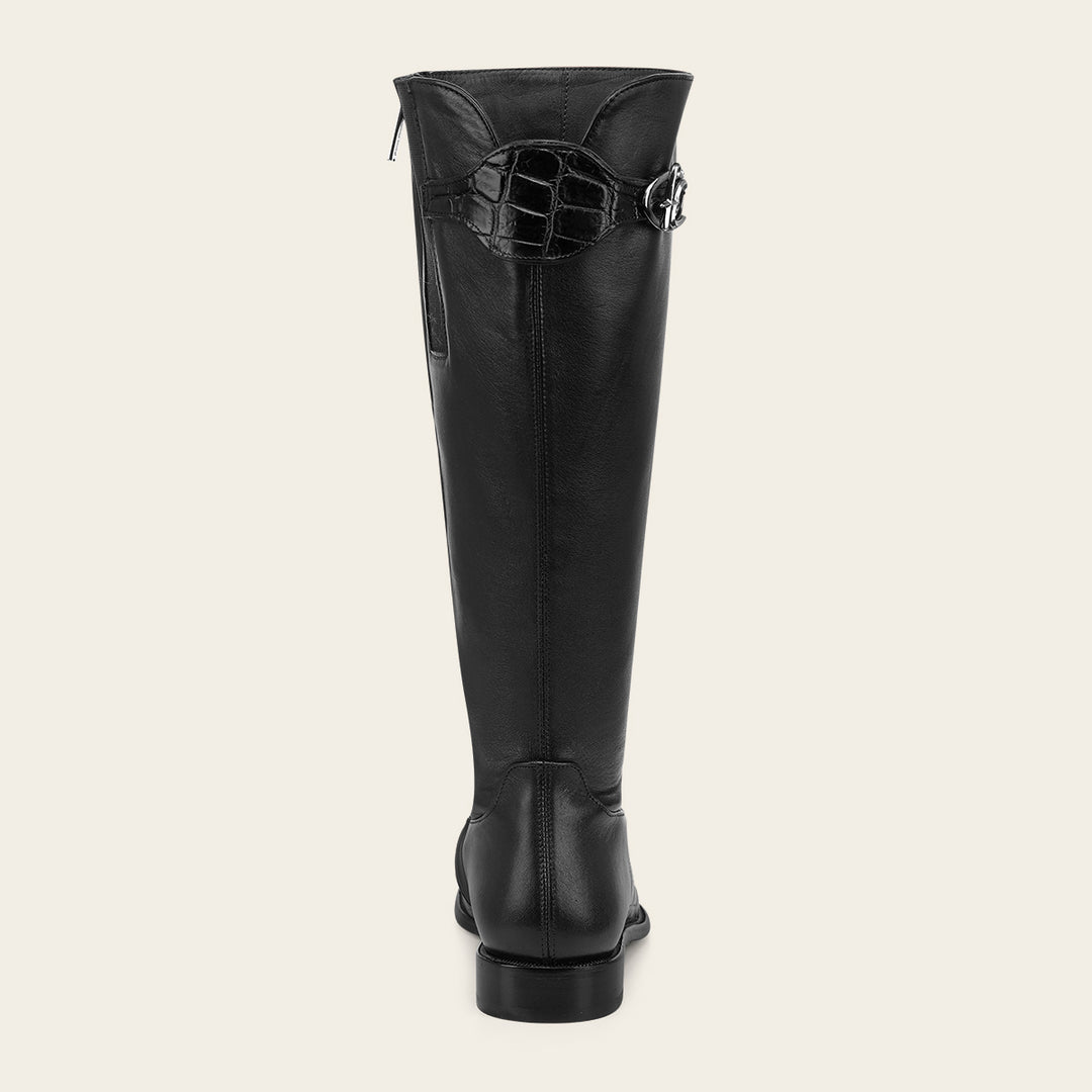 Bota estilo ecuestre en piel genuina de niloticus para dama
