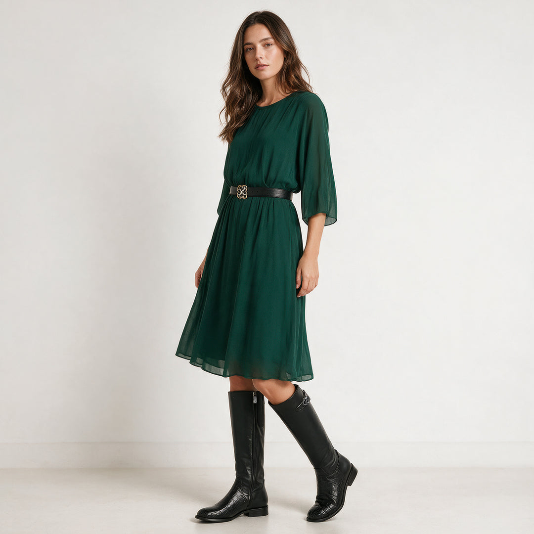 Bota estilo ecuestre en piel genuina de niloticus para dama
