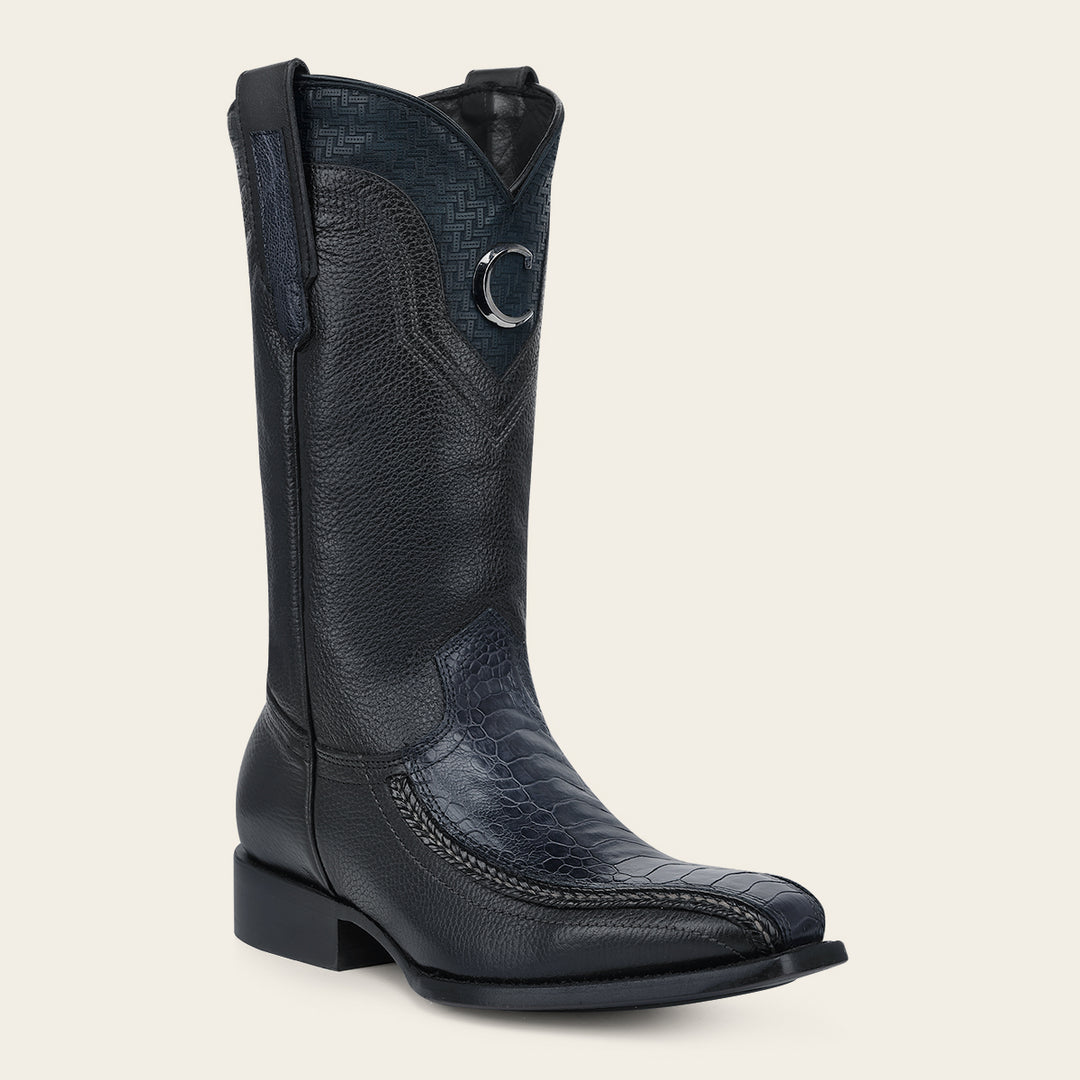 Bota tradicional en piel genuina de avestruz  para caballero