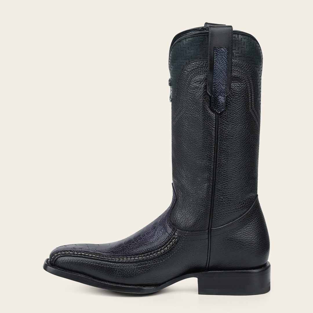 Bota tradicional en piel genuina de avestruz  para caballero