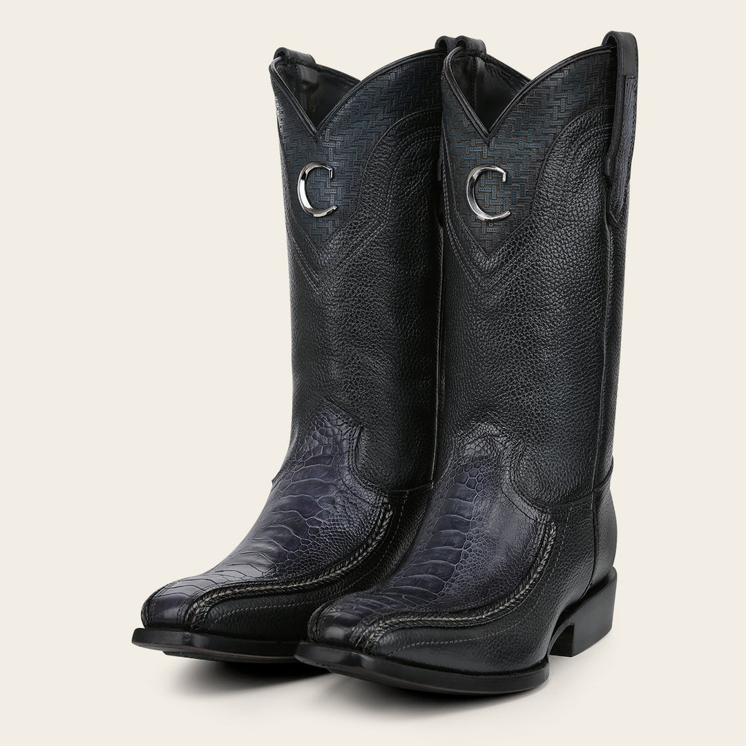 Bota tradicional en piel genuina de avestruz  para caballero