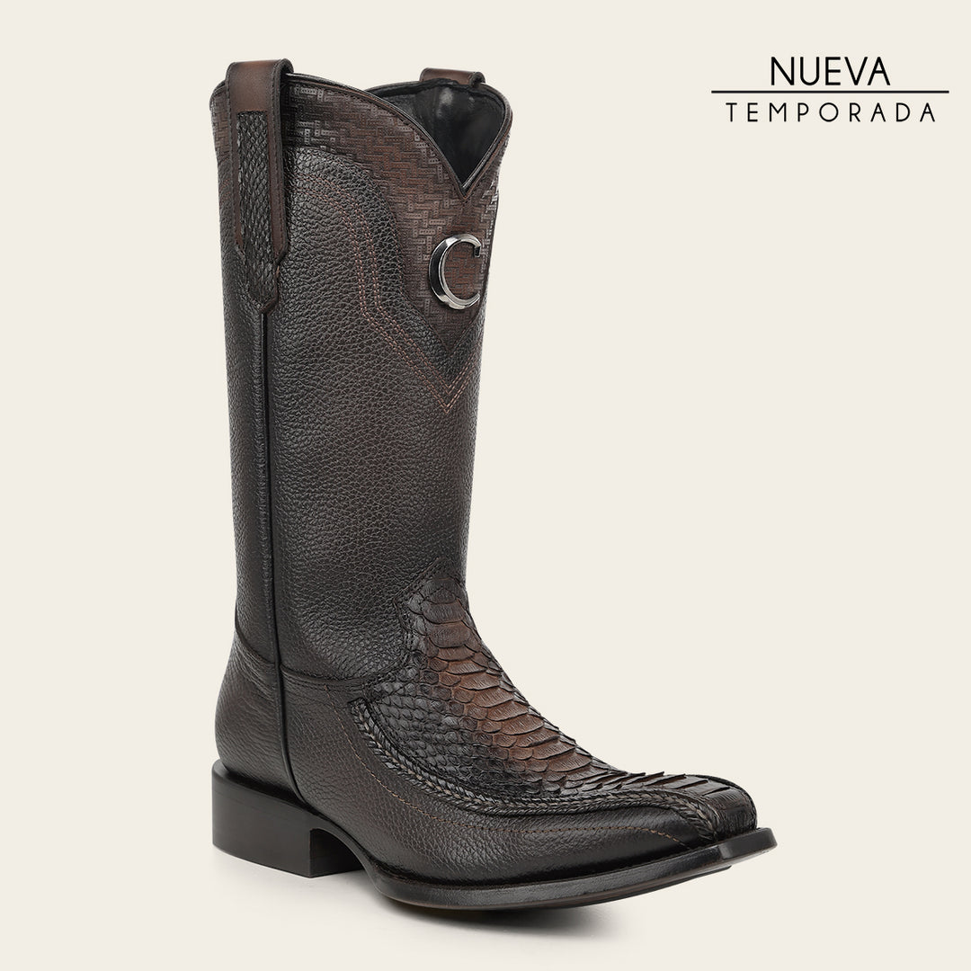 Bota tradicional en piel genuina de pitón para caballero