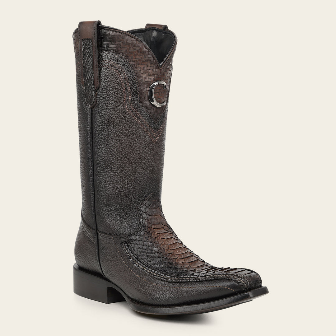 Bota tradicional en piel genuina de pitón para caballero