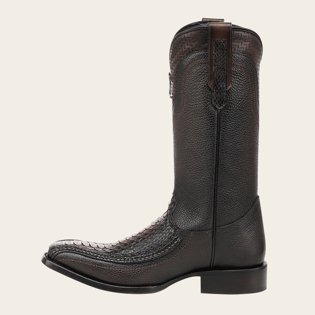 Bota tradicional en piel genuina de pitón para caballero