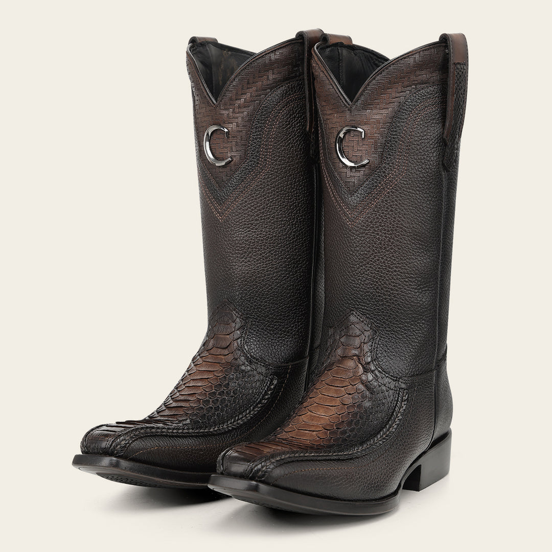 Bota tradicional en piel genuina de pitón para caballero