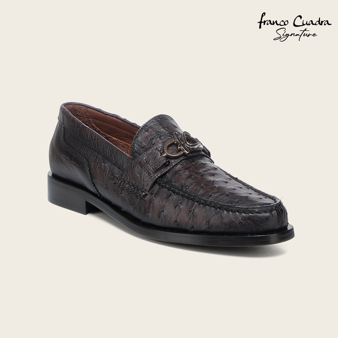 Zapato de vestir loafer "Franco Cuadra Signature" en piel genuina de avestruz para caballero