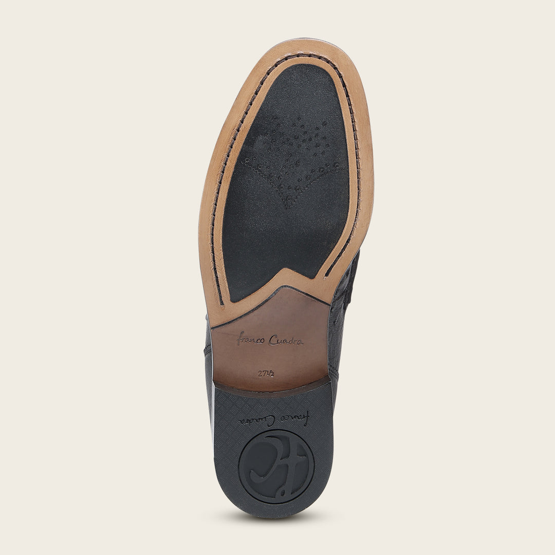 Zapato de vestir loafer "Franco Cuadra Signature" en piel genuina de avestruz para caballero