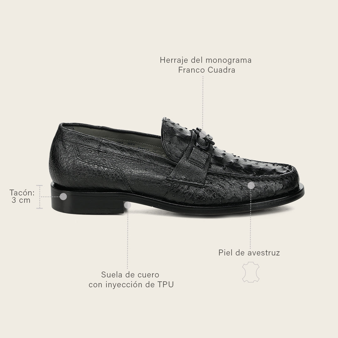 Zapato de vestir loafer "Franco Cuadra Signature" en piel genuina de avestruz para caballero
