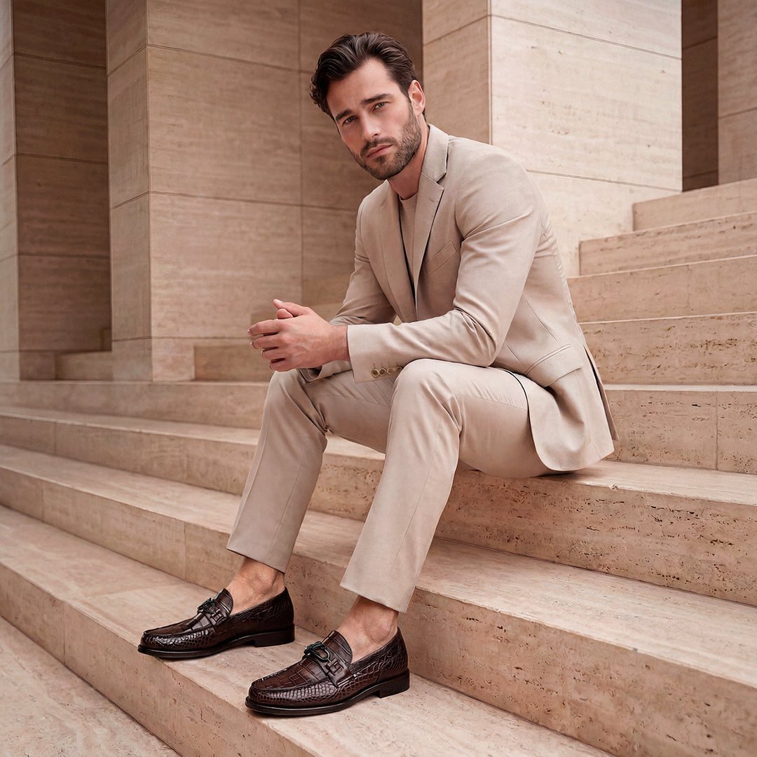 Zapato de vestir loafer "Franco Cuadra Signature" en piel genuina de alligator para caballero