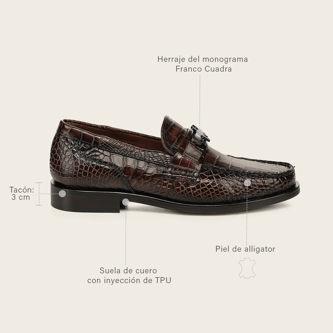 Zapato de vestir loafer "Franco Cuadra Signature" en piel genuina de alligator para caballero