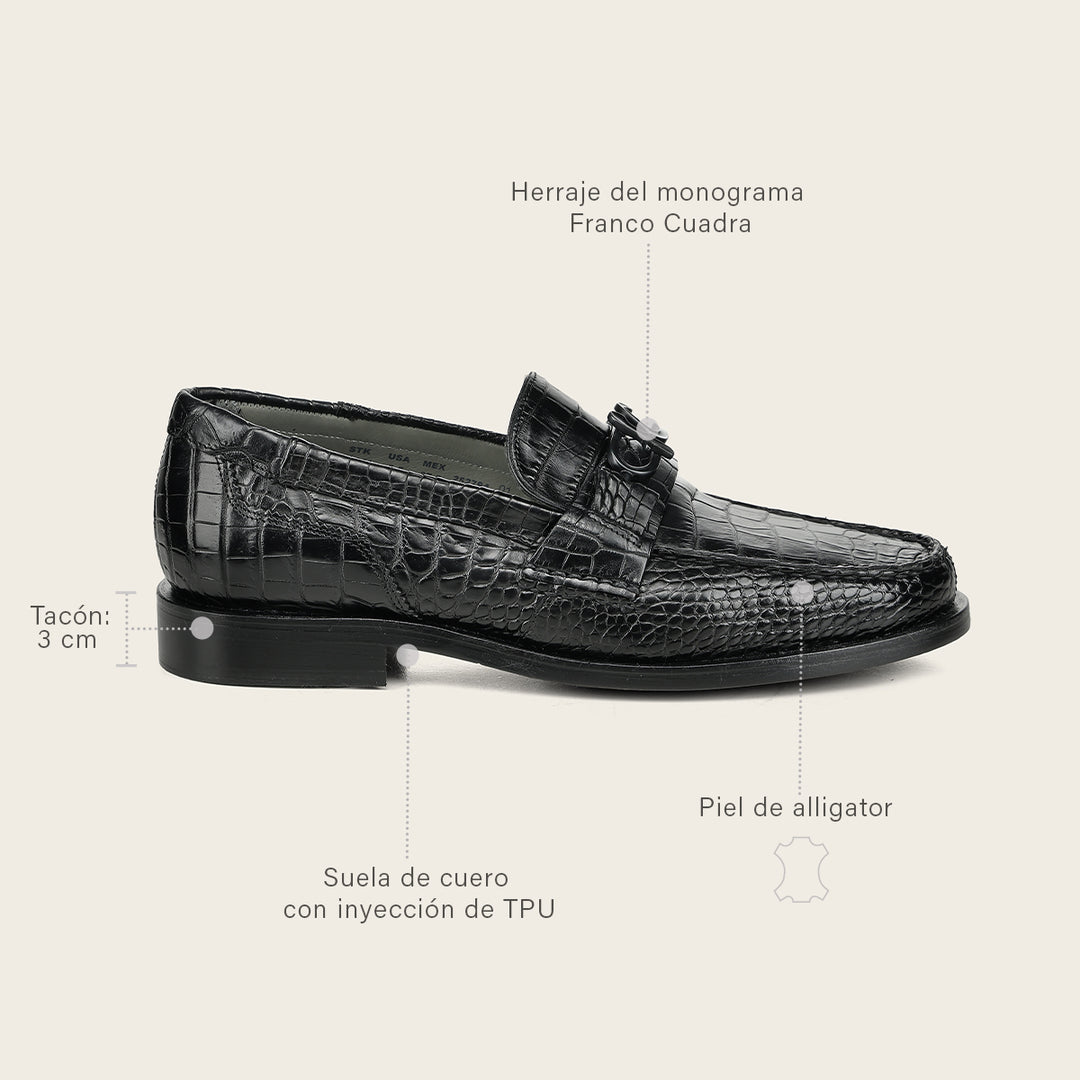 Zapato de vestir loafer "Franco Cuadra Signature" en piel genuina de alligator para caballero