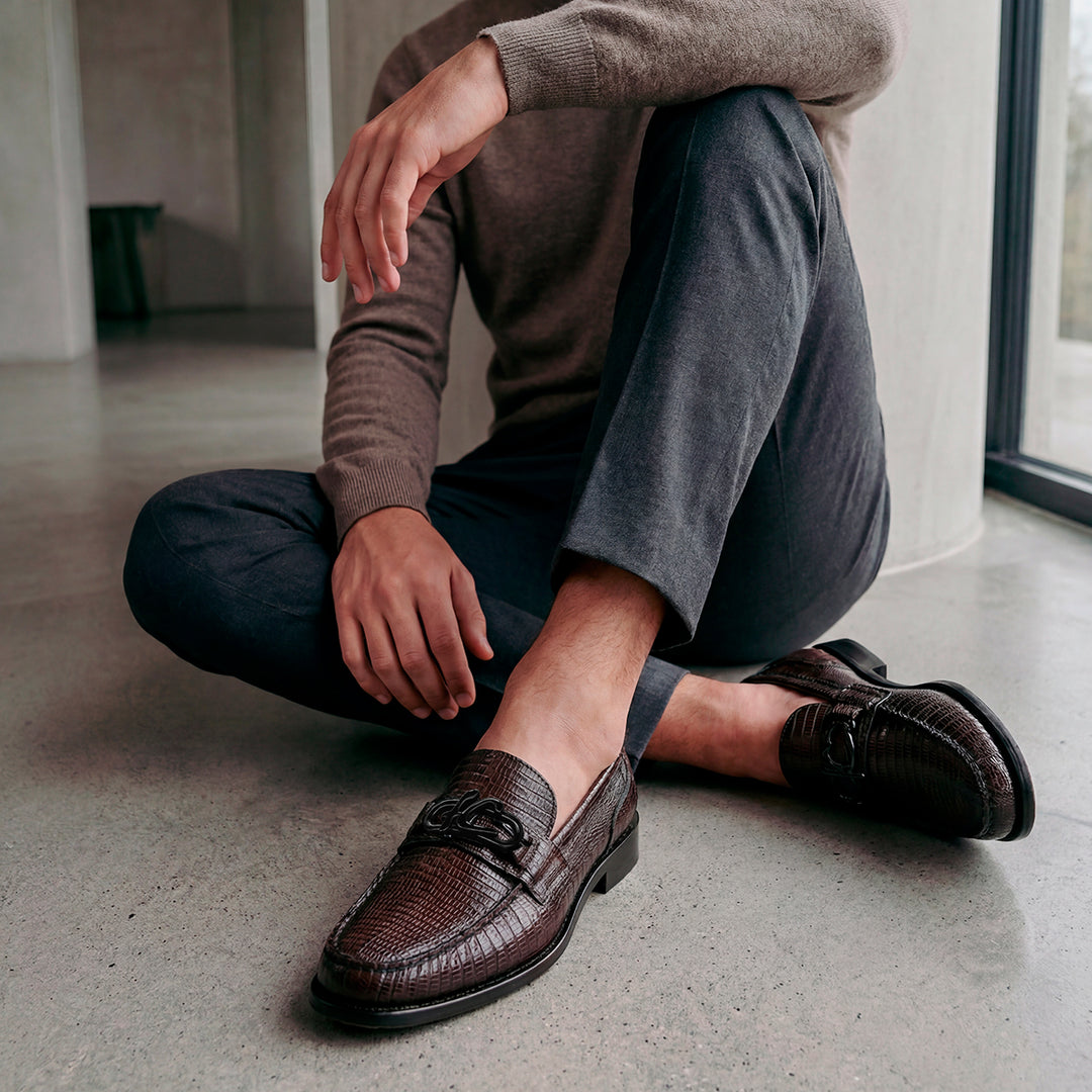 Zapato de vestir loafer "Franco Cuadra Signature" en piel genuina de lizard para caballero