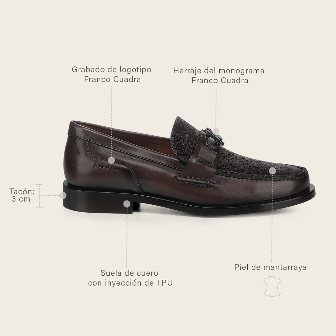 Zapato loafer en piel genuina de mantarraya