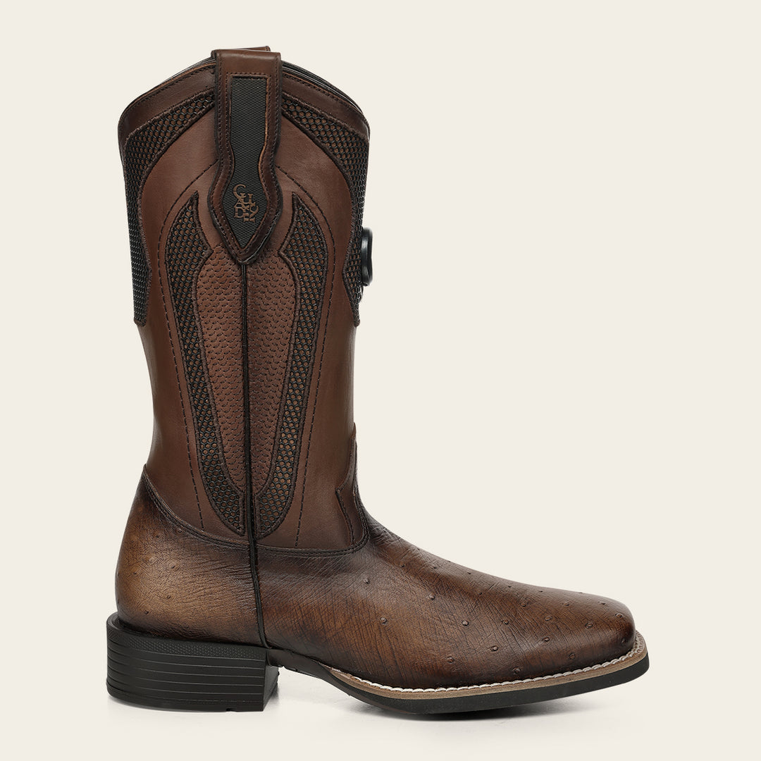 Bota rodeo en piel genuina de avestruz para caballero