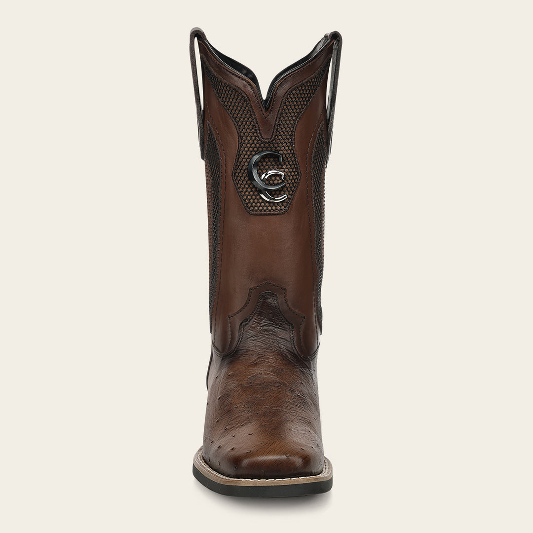 Bota rodeo en piel genuina de avestruz para caballero