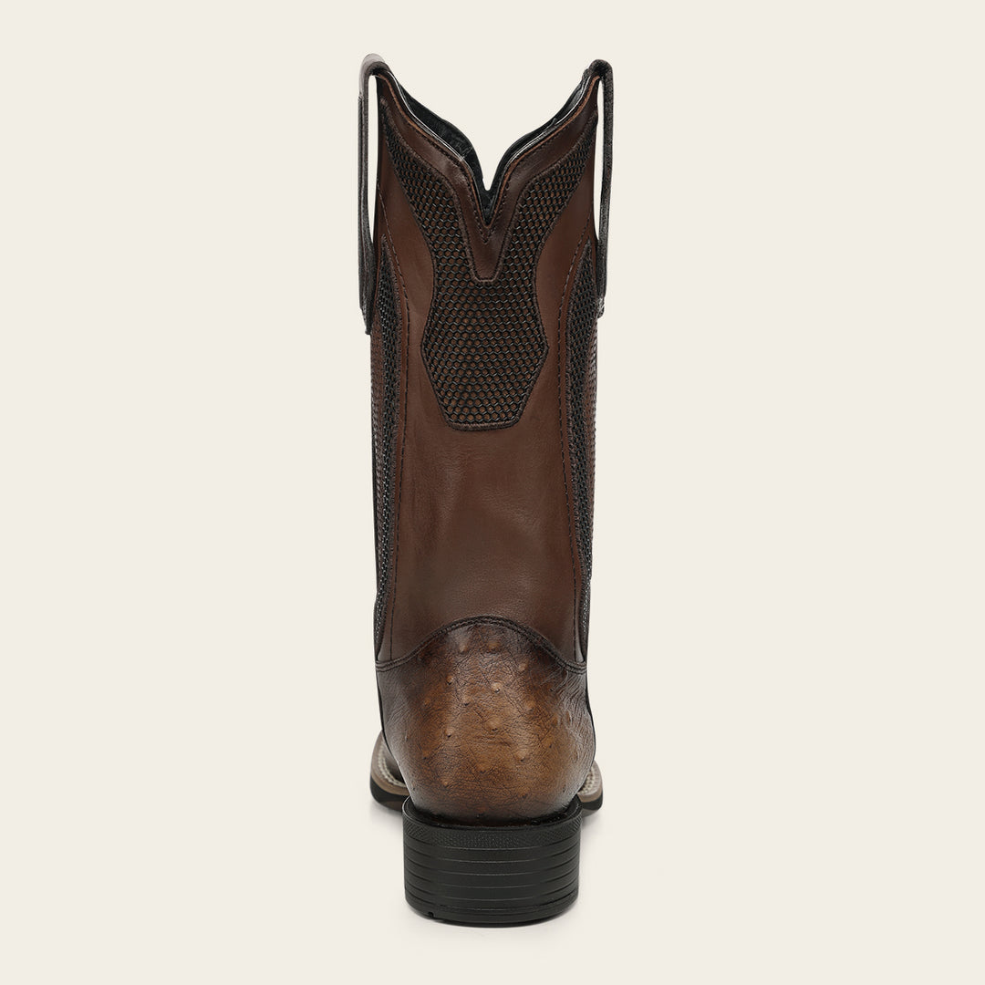 Bota rodeo en piel genuina de avestruz para caballero