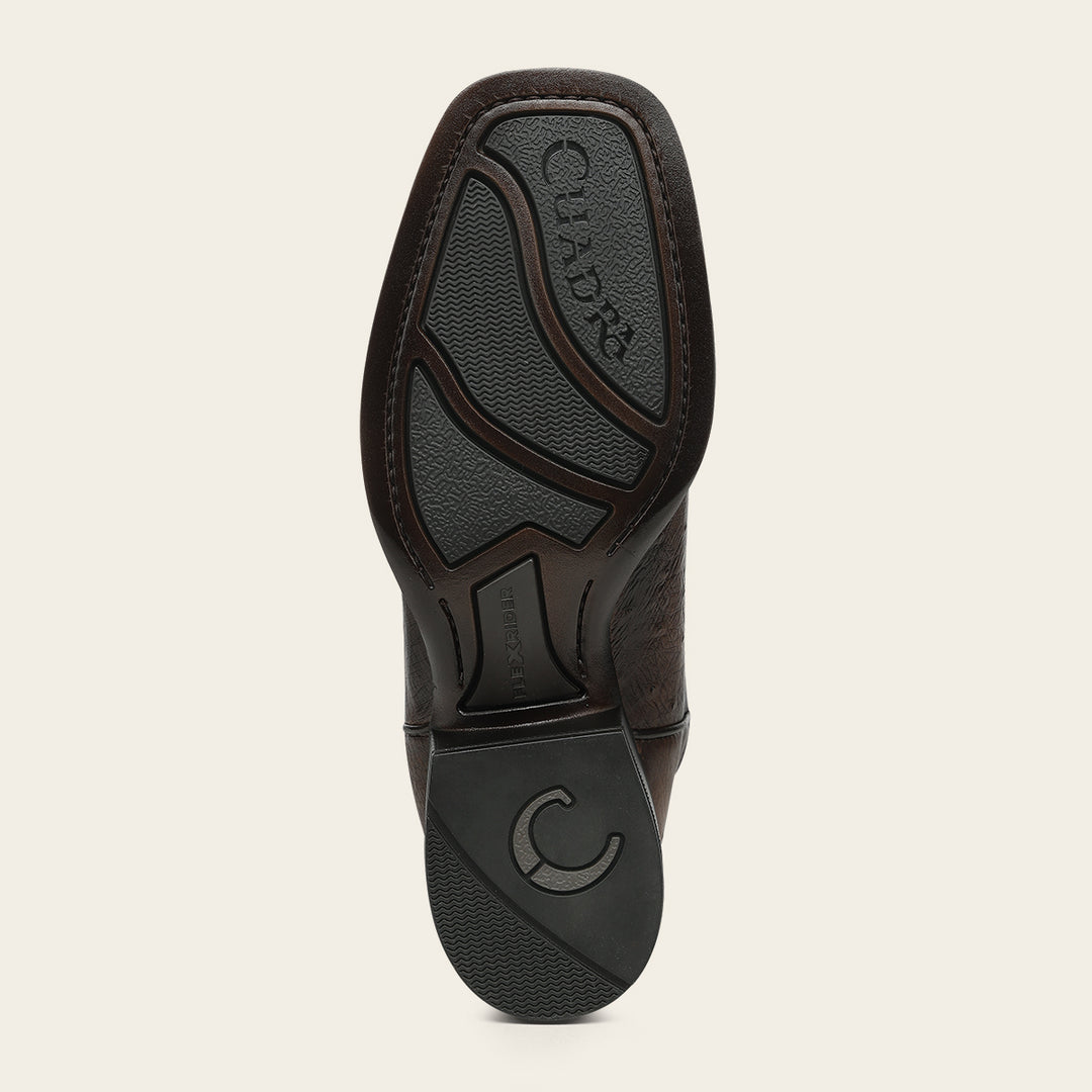 Bota rodeo en piel genuina de avestruz para caballero