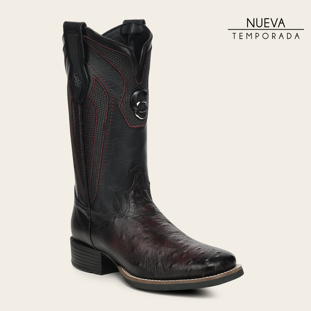 Bota rodeo en piel genuina de avestruz para caballero