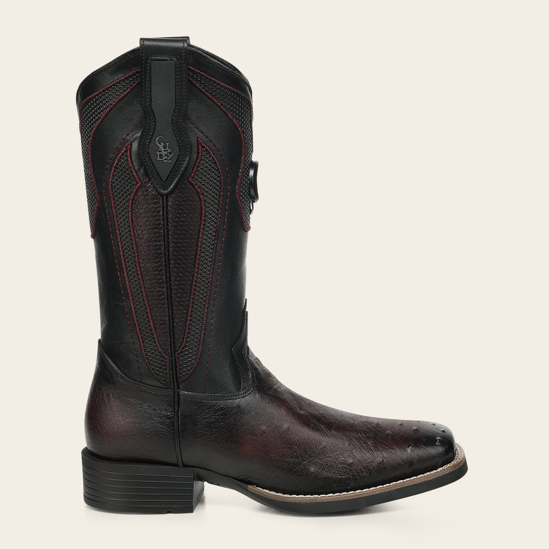 Bota rodeo en piel genuina de avestruz para caballero