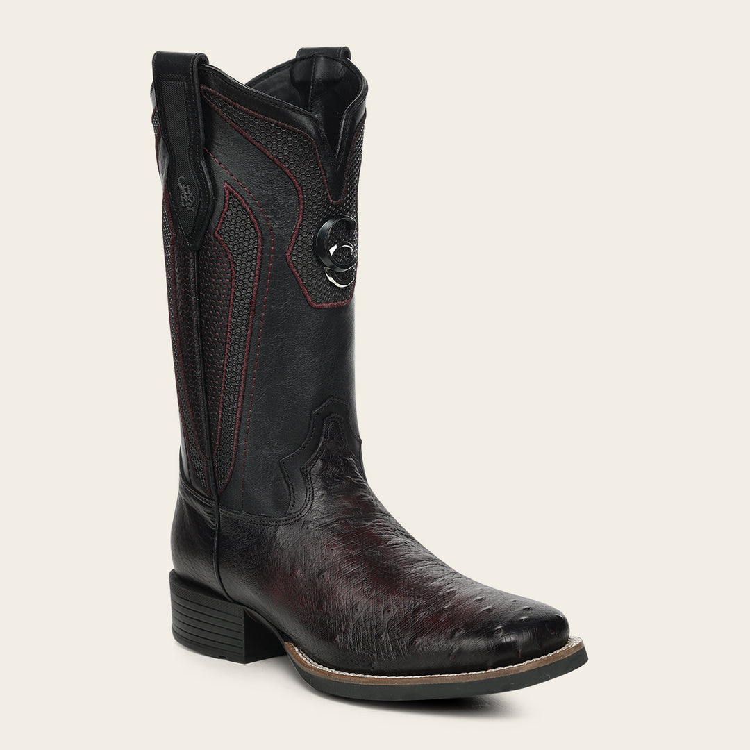 Bota rodeo en piel genuina de avestruz para caballero