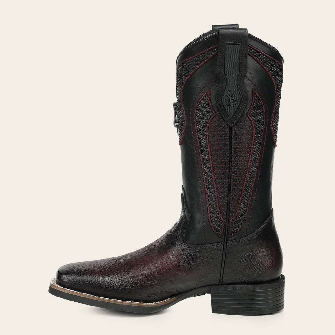 Bota rodeo en piel genuina de avestruz para caballero