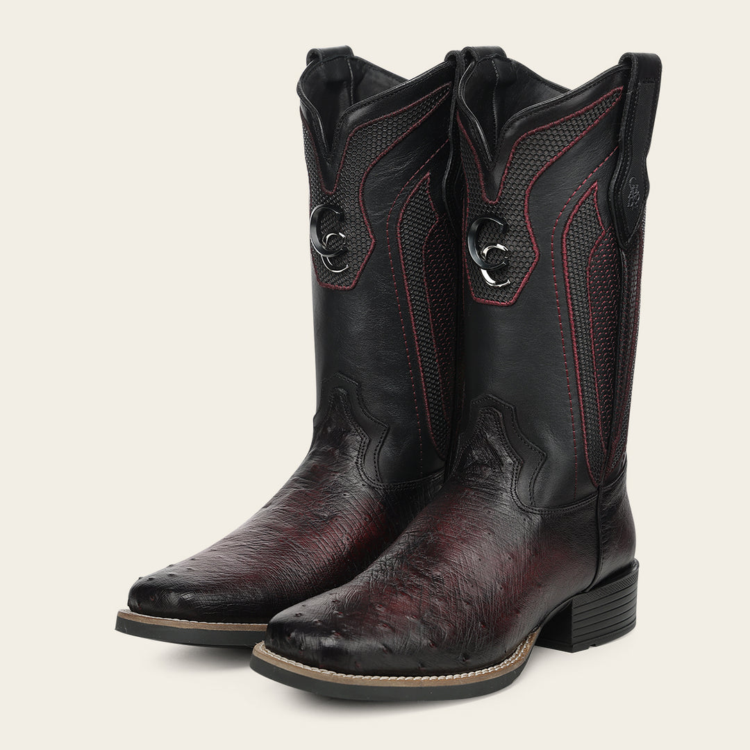 Bota rodeo en piel genuina de avestruz para caballero