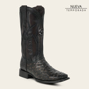 Bota de rodeo en piel genuina de avestruz para caballero