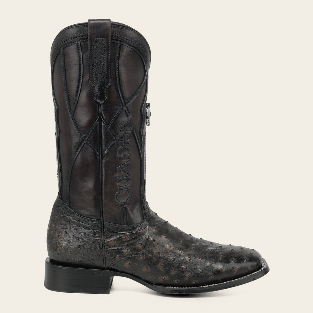 Bota de rodeo en piel genuina de avestruz para caballero