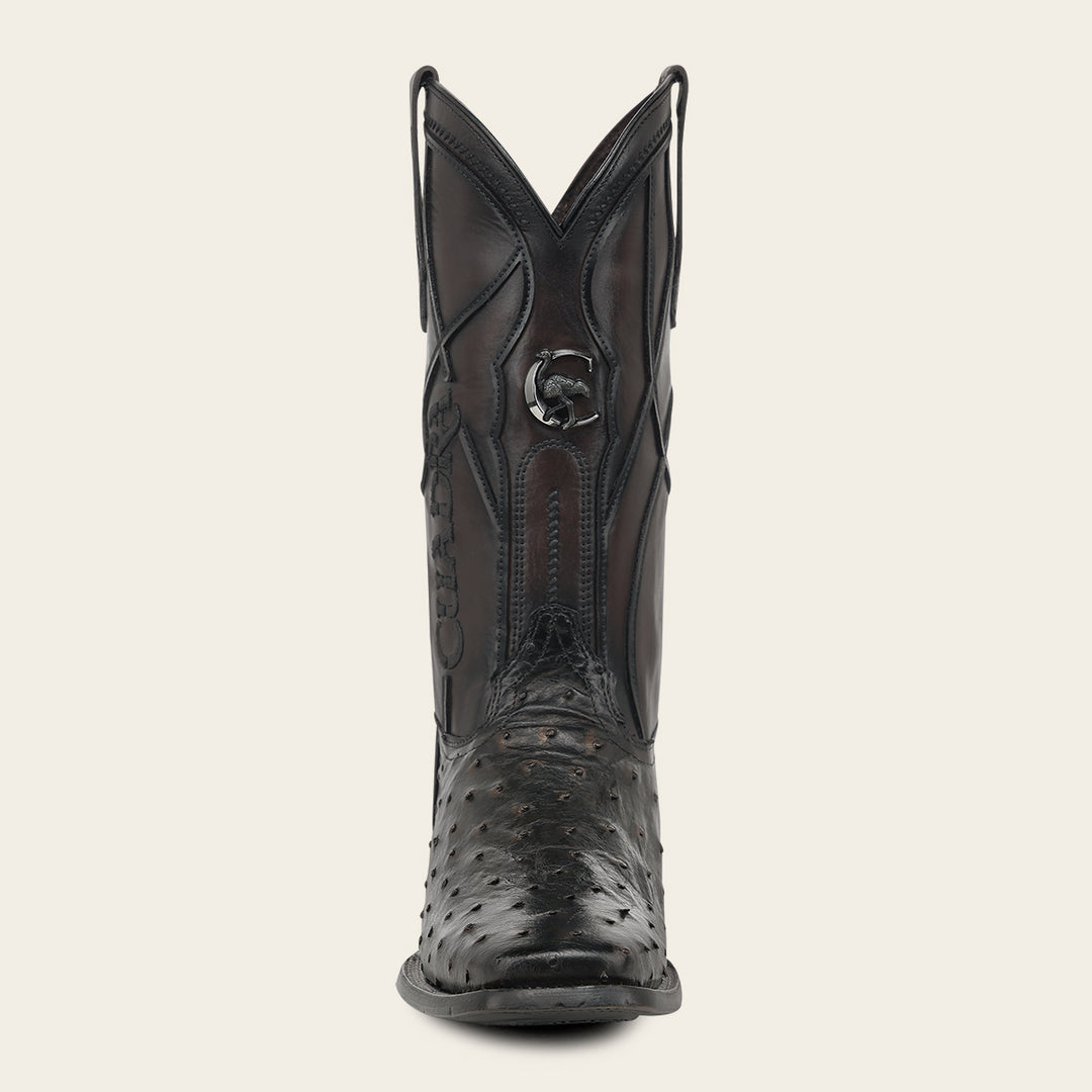 Bota de rodeo en piel genuina de avestruz para caballero